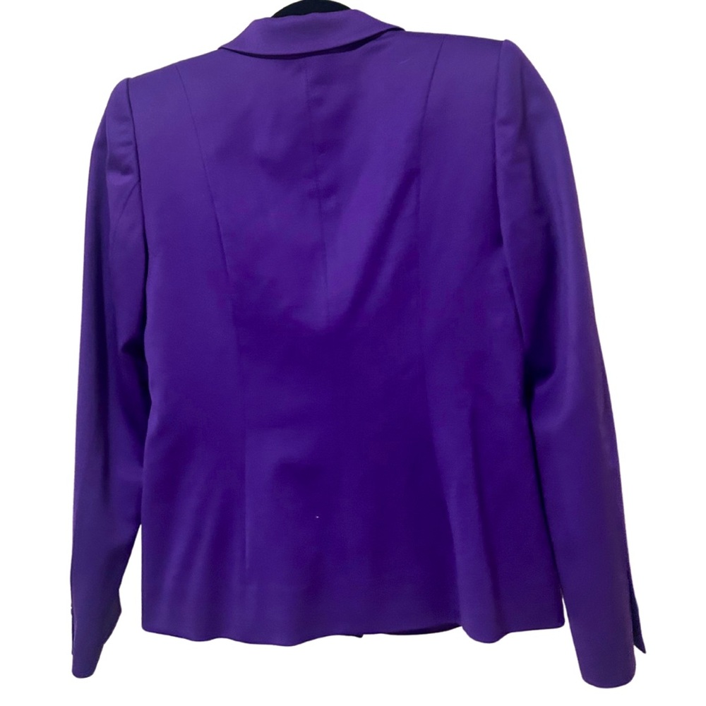 ESCADA Purple Wool Pleated Shoulder Pad Triple Button Blazer Jacket | Size S - Picture 3 of 8